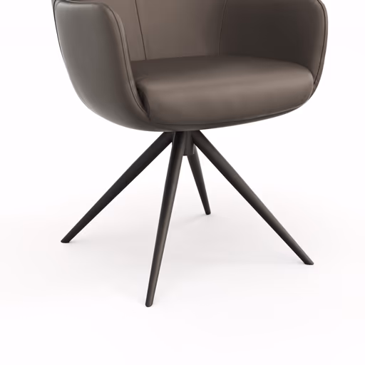 Armlehnstuhl Mis - Leder, Dunkelbraun, Drehbar, Gestell, Schwarz
