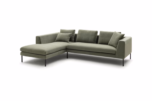 Ecksofa Helmi - Longchair links, 2,5-Sitzer, Stoff, Eukalyptus