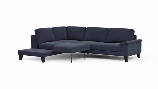 Ecksofa Oviedo - Ecke links mit 2,5-Sitzer inkl. Drehsitz, Stoff, Dunkelblau