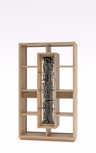 Raumteiler - mit Beleuchtung, Wildeiche massiv