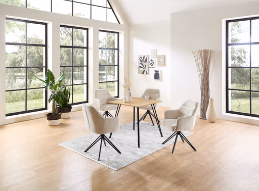 Armlehnstuhl - drehbar, Stoff, Beige