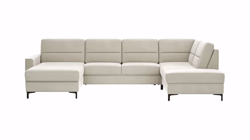 Wohnlandschaft Merlos H - Longchair links und 2,5-Sitzer mit Ecke rechts inkl. Relaxfunktion (motorisch), Stoff, Natur