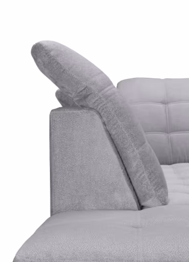 Wohnlandschaft - Longchair links, 1,5-Sitzer, Ecke rechts inkl. Schlaffunktion und Bettkasten, verstellbare Kopfstützen, Stoff, Grau