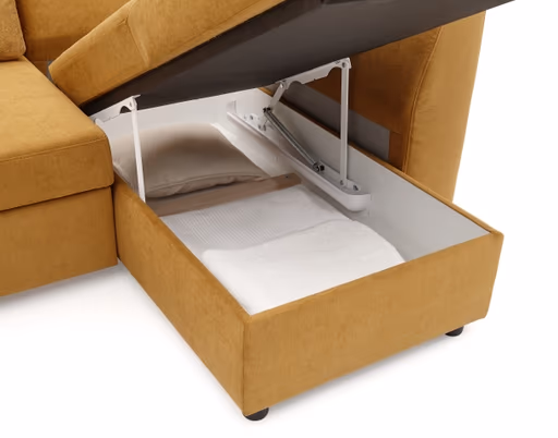 Ecksofa PRO FLEXX - 2-Sitzer, Ecke rechts inkl. Schlaffunktion und Bettkasten, Stoff, Steingrau