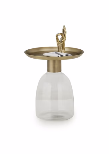 Beistelltisch - Ø/H ca. 50x50 cm, Messing Antik