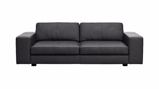Sofa Aprino 1 - 3,5-Sitzer L, Dickleder, Schwarz, Armlehne Block breit
