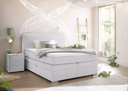 Boxspringbett- Liegefläche ca. 140x200 cm, Stoff, Beige