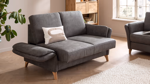 Sofa Vayra - 2,5-Sitzer, inkl. Sitzvorzug motorisch und Armlehnen klappbar, Stoff, Anthrazit