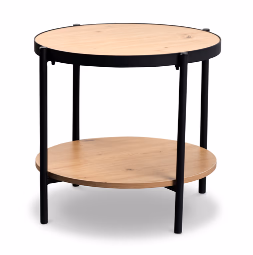 Beistelltisch - Ø/H ca. 52x45 cm, Artisan Eiche Nachbildung, Schwarz