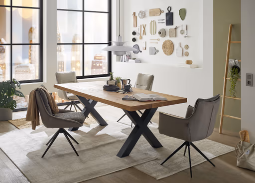 Stuhl MANDY - drehbar, Stoff, Graubeige