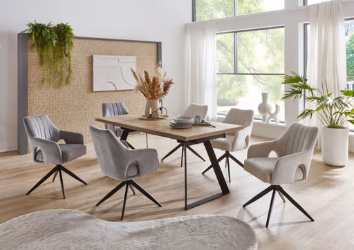 Armlehnstuhl - drehbar, Stoff, grau