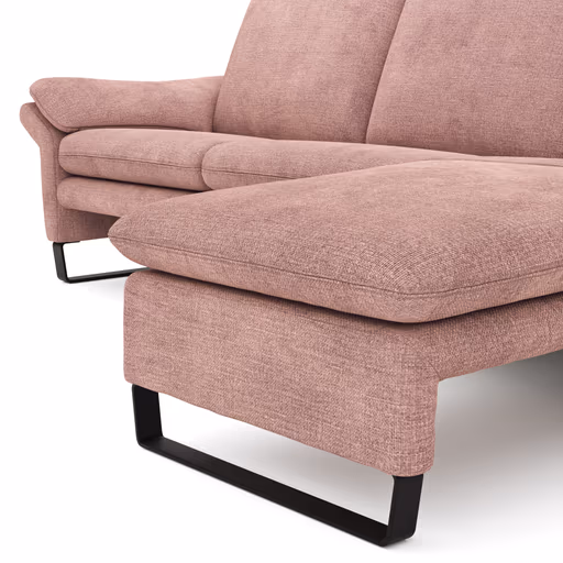 Ecksofa Tenero - 2-Sitzer mit Longchair rechts, Stoff, Helles Rosa