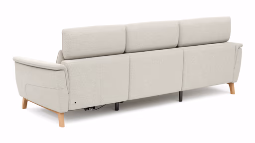 Ecksofa Nevin - Longchair links mit 2-Sitzer rechts, inkl. Relaxfunktion (motorisch) und Kopfpolsterverstellung, Stoff, Weiß