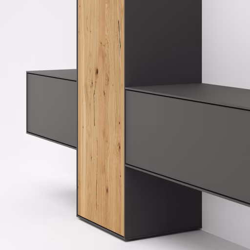 Wohnwand Medio -  Melamin, Schiefergrau