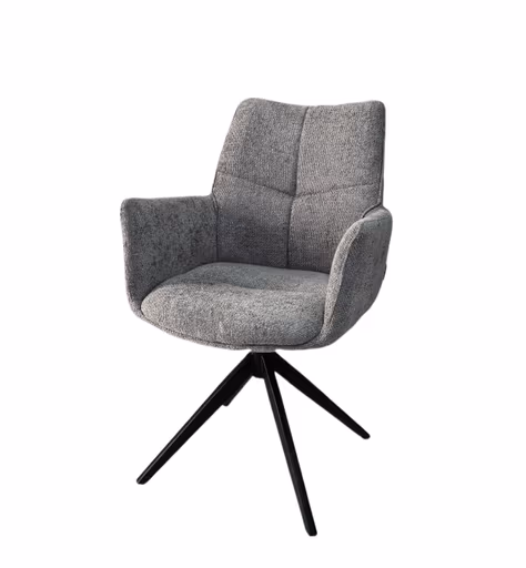 Armlehnstuhl MILENA - drehbar, Stoff, Silberfarben