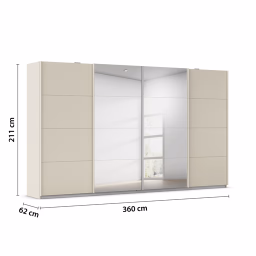 Schwebetürenschrank RIKK- B ca. 361 cm, Champagner, Spiegel