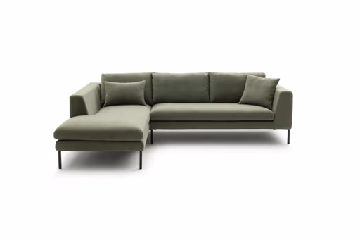 Ecksofa Helmi - Longchair links, 2,5-Sitzer, Stoff, Eukalyptus