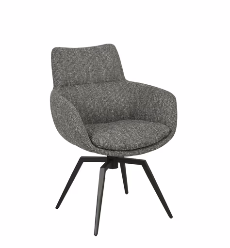 Armlehnstuhl MAXINE - drehbar, Stoff, Grau