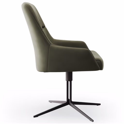 Armlehnstuhl Sagres - drehbar, Leder, olive