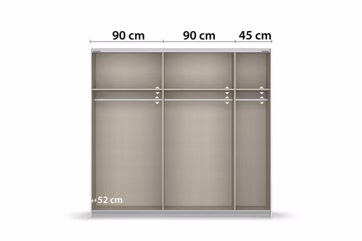 Schwebetürenschrank ROMAN- B ca. 226 cm, Eiche Dekor, Glas, Champagner