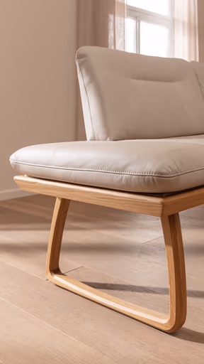 Bank Kamari - Breite ca. 208cm, Seitenteile verstellbar, Leder, Kitt