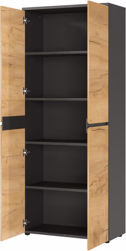 Aktenschrank GRIFFIN - B/H/T ca. 80x197x40 cm, Graphit, Eiche Dekor