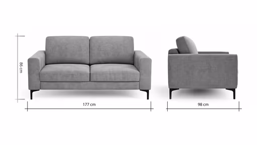 Sofa Oviedo - 2-Sitzer, Stoff, Grau