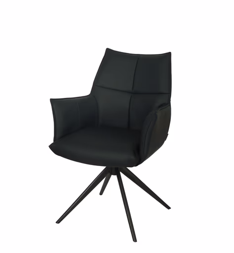 Armlehnstuhl MELE - drehbar, Leder, Schwarz