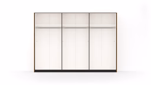 Drehtürenschrank Colorado - B ca. 307 cm, Glas, Hellgrau matt