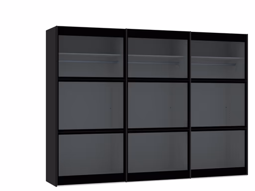 Schwebetürenschrank JOIN IT- B ca. 303 cm,  Schwarz, Rauchglas, Dunkel