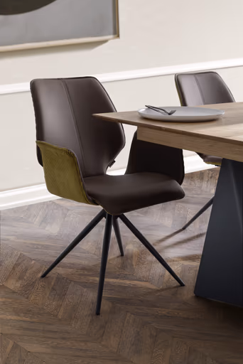 Armlehnstuhl Penthouse comfy - Drehbar, Kunstleder Dunkelbraun, Stoff, Pistazie