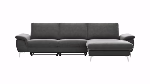 Ecksofa Gotera - 1,5-Sitzer med. + 1,5-Sitzer med. mit Longchair rechts inkl. Rückenlehne verstellbar, Stoff, Anthrazit