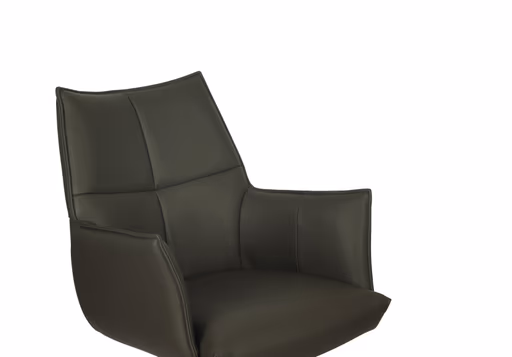Armlehnstuhl MELE - drehbar, Leder, Dunkelbraun