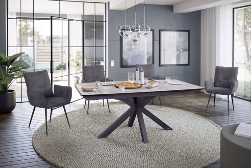 Esstisch MELANIA - ausziehbar, LB ca. 180x95, Keramik, Braun