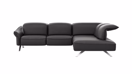 Ecksofa Bormio - 2,5-Sitzer mit Ecke rechts inklusive Relaxfunktion (motorisch), Leder, Schwarz
