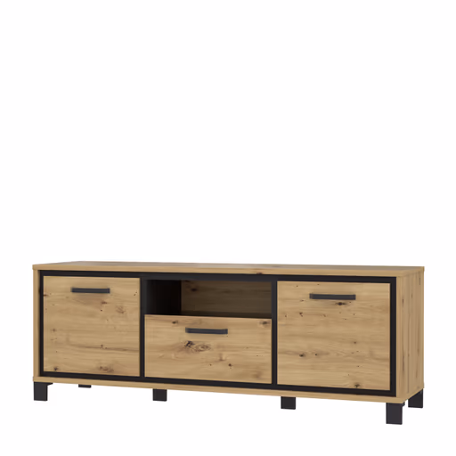 TV-Unterschrank FARIDA - Eiche Dekor, Schwarz