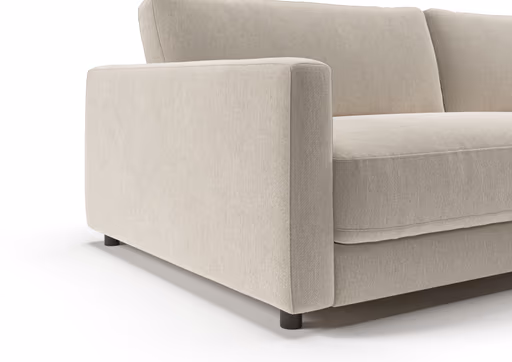 Ecksofa - 1,5-Sitzer mit Longchiar rechts, Stoff, Natur