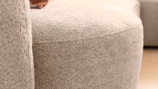 Ecksofa Karasu - 3-Sitzer mit Ottomane rechts, Stoff, Natur