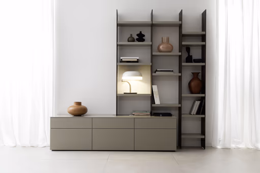 Wohnwand 3900 - Lack matt, hellgrau