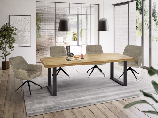 Esstisch - LB ca. 240x100 cm, Eiche massiv geölt, Schwarz