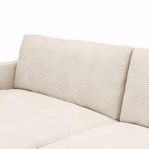 Ecksofa Janne - Longchair links, 1,5-Sitzer, Cord, Offwhite