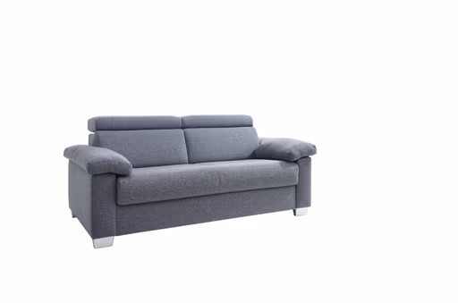 Schlafsofa - 2,5-Sitzer mit Schlaffunktion, Kopfteilverstellung, Stoff, Blaugrau