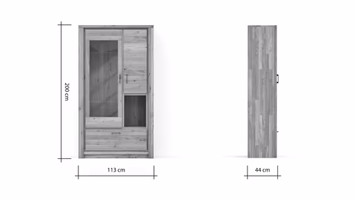 Vitrine Farmingdale - Eiche massiv, natur geölt