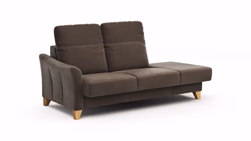 Sofa Canterbury - Recamiere links inkl. Kopfteil verstellbar und Sitzvorzug (motorisch), Stoff, Dunkelbraun