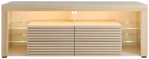 TV-Lowboard - mit Beleuchtung, B ca. 179 cm, Kaschmir, Riva Eiche Nachbildung