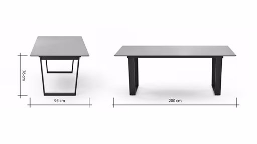 Esstisch Dinner - LB ca. 200x95 cm, Kunststoff, Grau