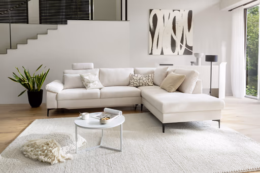 Ecksofa - 2,5-Sitzer mit Ecke rechts, Stoff, Natur