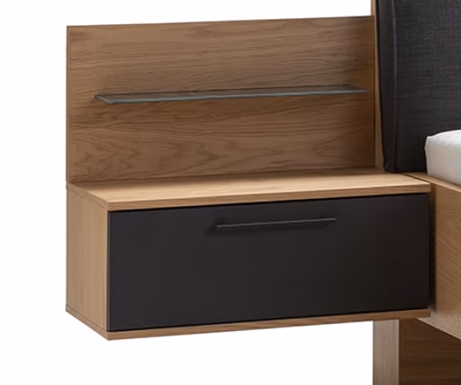 Nachtkonsole Viana - Balkeneiche Furnier, Lack Anthrazit
