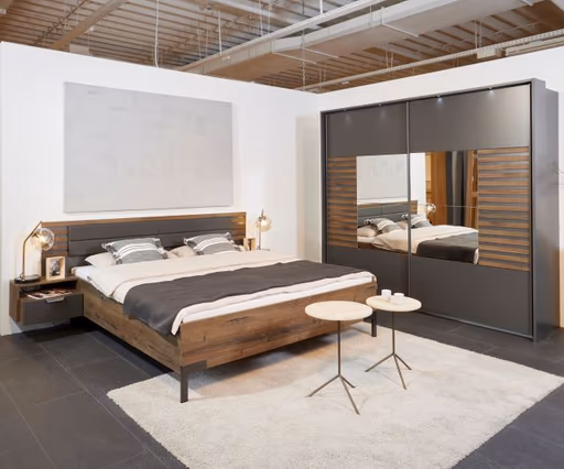 Bettanlage- Liegefläche ca. 180x200 cm, Dunkelgrau, Eiche Dunkel