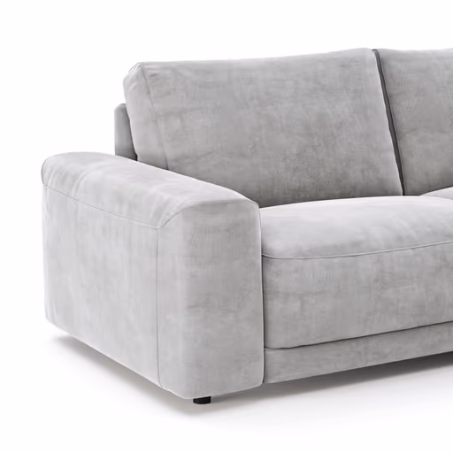 Ecksofa Balok - 2,5-Sitzer mit Longchair groß rechts, Stoff, Eisengrau